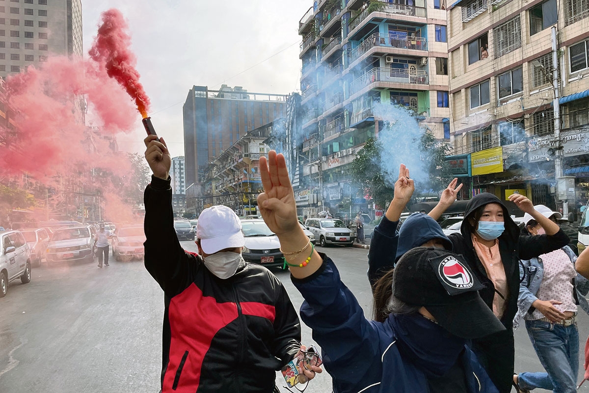 Flashmob-Protest gegen die Militärjunta in Myanmar