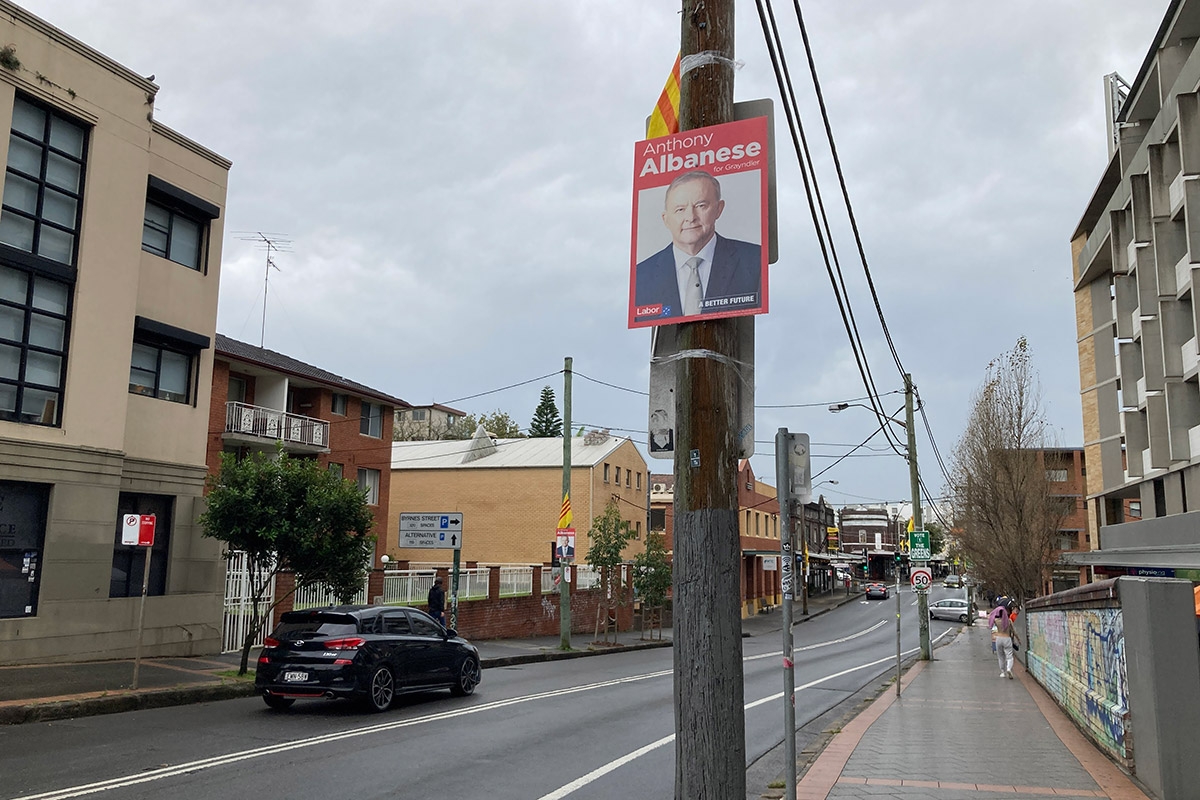 Wahlplakat Anthony Albanese in Marrickville