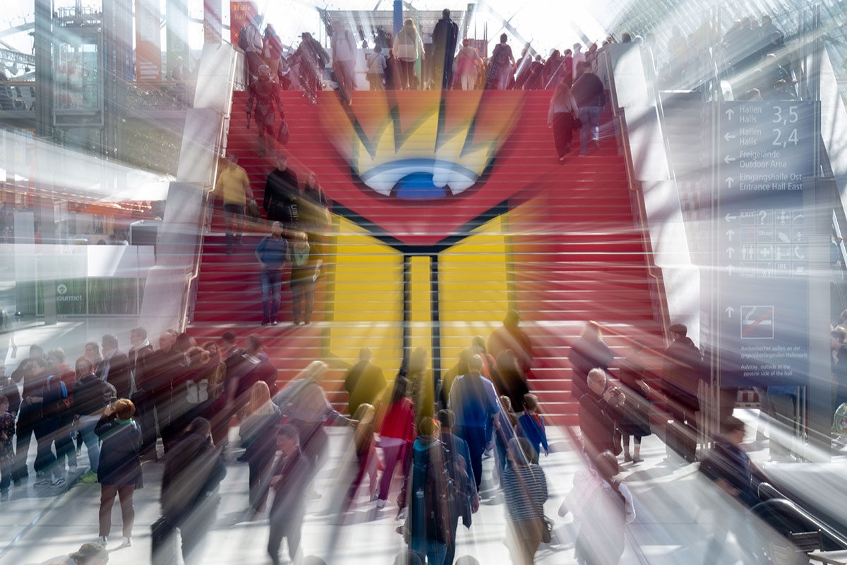 Treppe mit dem Logo der Leipziger Buchmesse