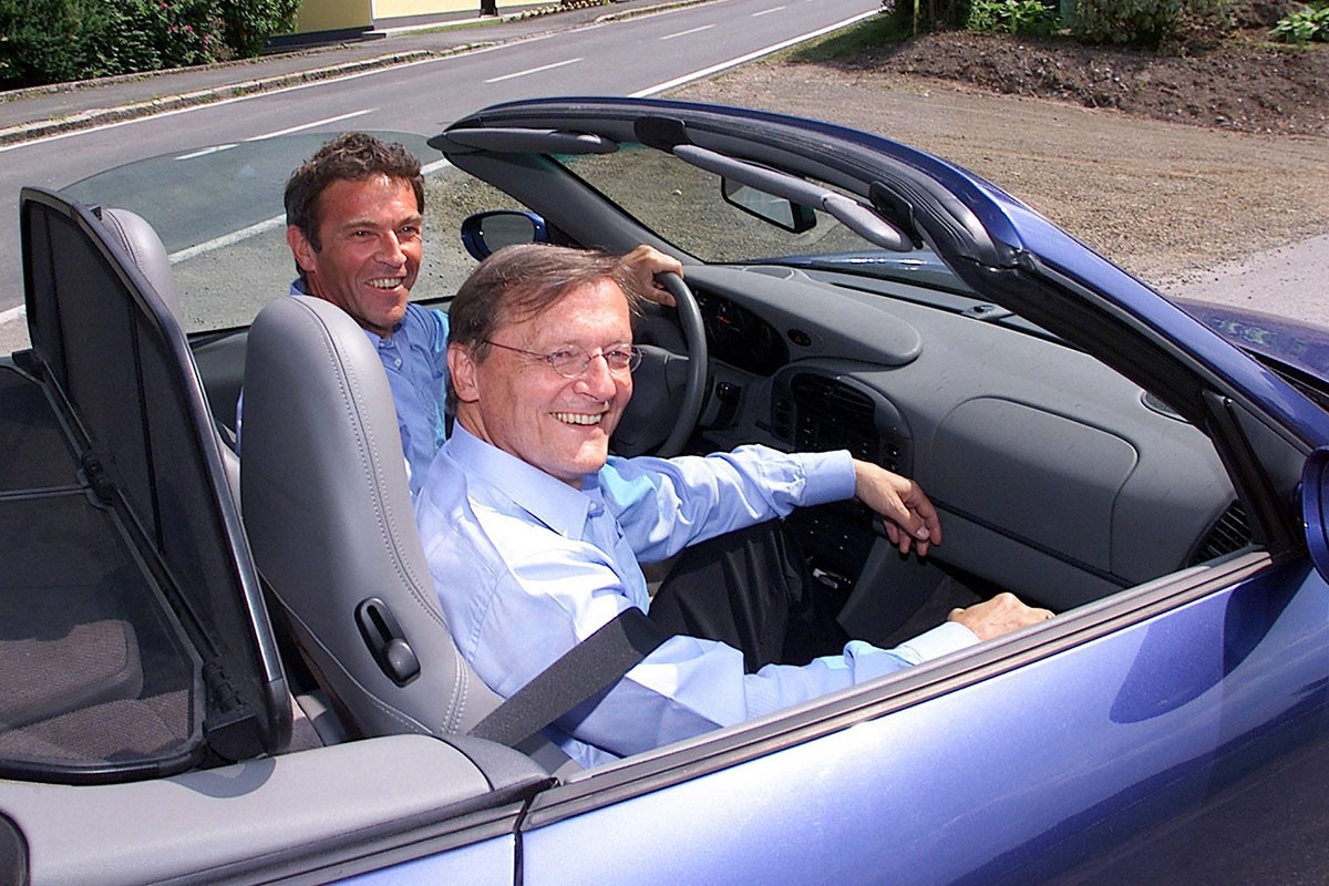 Jörg Haider und Wolfgang Schüssel in Haiders Porsche