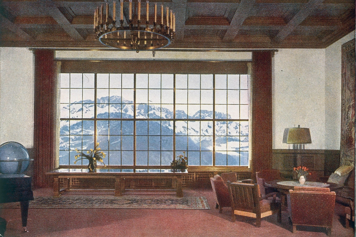 Blick aus Adolf Hitlers Berghof auf dem Obersalzberg bei Berchtesgaden