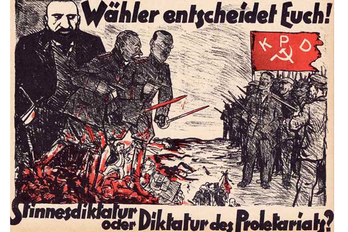 Wähler entscheidet Euch - DKP, MLPD oder doch die KP? Plakat der KPD zur Reichstagswahl vom 6. Juni 1920