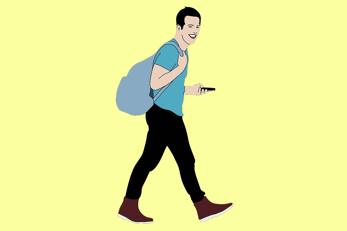 Illustration: Mann mit Rucksack