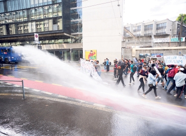 Wasserwerfereinsatz Demonstration Bern 22. September