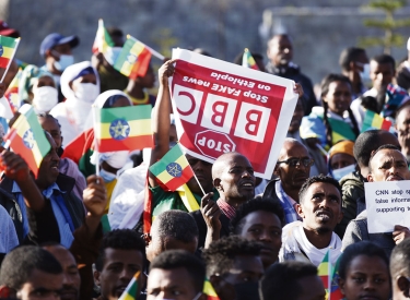 Demonstration für die äthiopische Bundesregierung in Addis Abeba