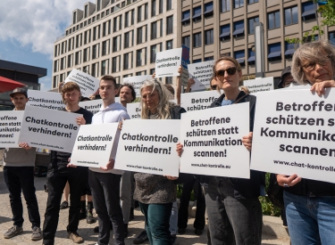 Protestaktion der Kampagne »Chatkontrolle Stoppen!«