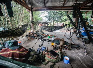 Kämpfer der Karen National Union (KNU) in Thailand