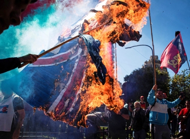 Demonstration vor der britischen Botschaft in Buenos Aires