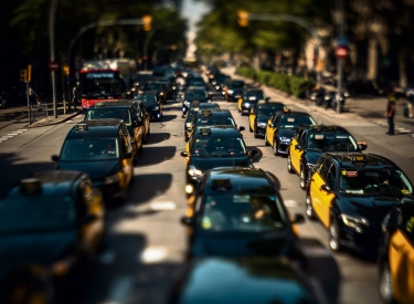 Bummelprotest von Taxifahrern in Barcelona