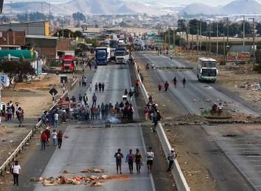 Straßenblockade auf der Panamericana