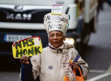 Demonstration für das staatliche Gesundheitssystem NHS in London