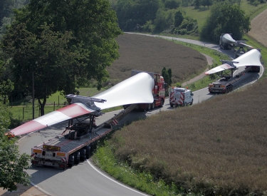 Transport von Rotorblättern