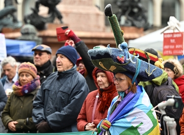 Demonstranten beim Ostermarsch am 8. April in München