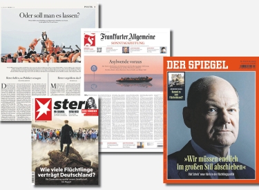 Beiträge zur Asyldebatte von »Die Zeit« (Juli 2018), »Stern« (Oktober 2015), »Frankfurter Allgemeine Sonntagszeitung« (September 2023) und »Der Spiegel« (vergangenen Samstag)