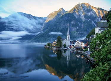 Hallstatt mit See und Vorderem Hirlatz