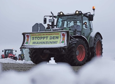 Wahnsinnig widerständig. Ein Traktor beim Bauernprotest in Taufkirchen bei München am 8. Januar